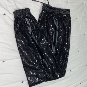 Ladies Black Sequined Joggers